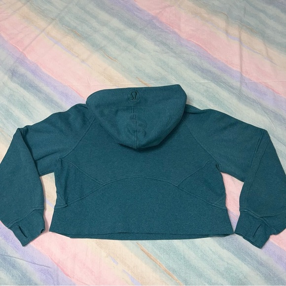 LULULEMON Scuba Oversized 1/2 Zip Hoodie Heathered Desert Teal size M/L - Picture 7 of 11